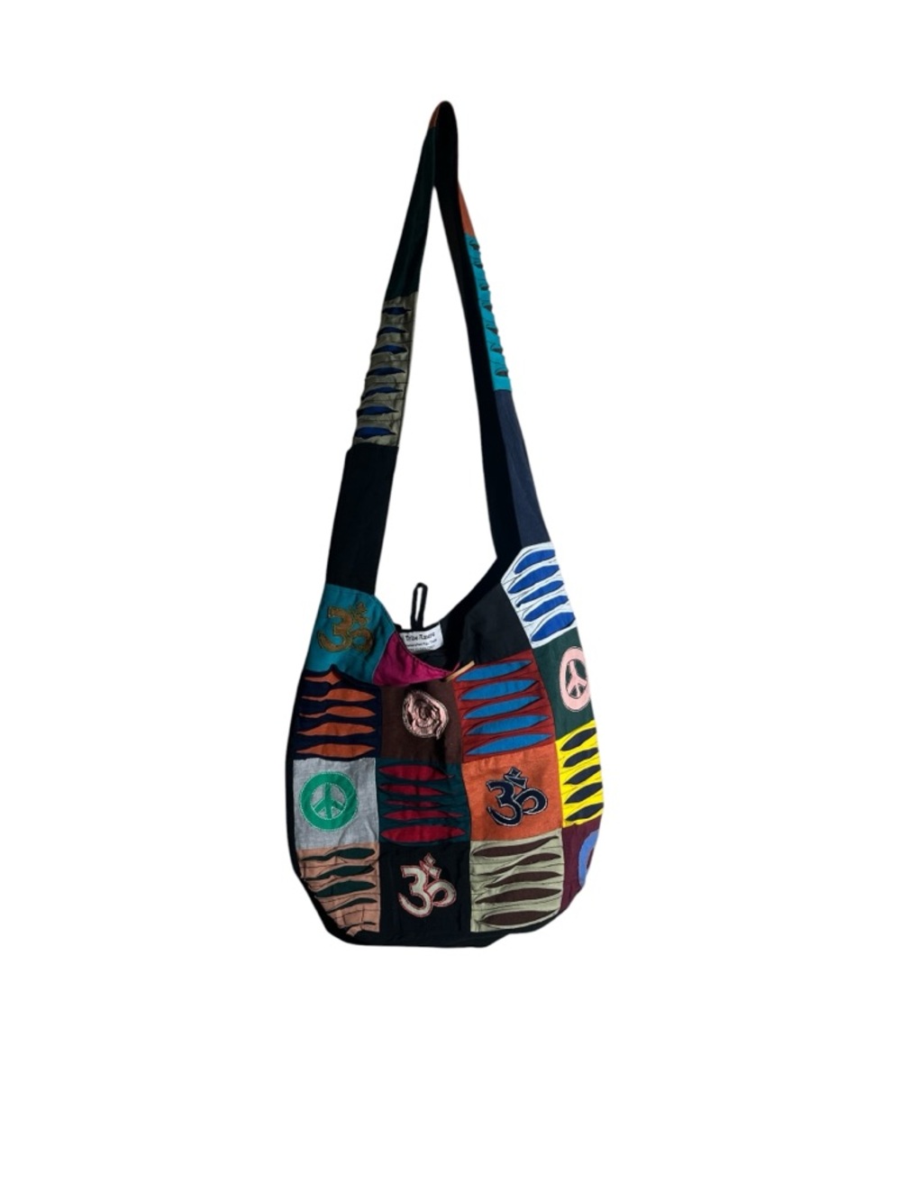 Tribe Azure Patchwork Boho Shoulder Bag Peace Om Hippie Festival Tote